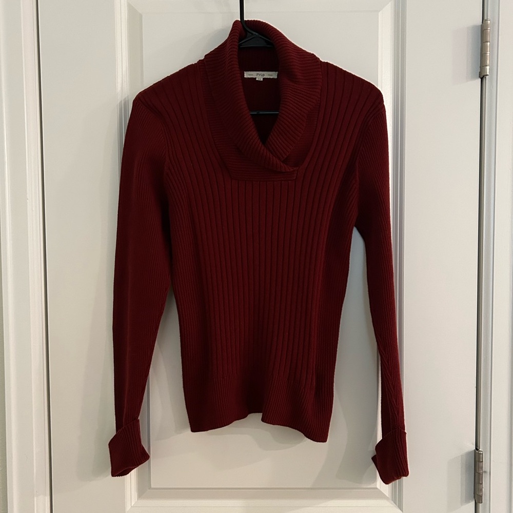 Pria Elegant Maroon Cowl Neck Sweater